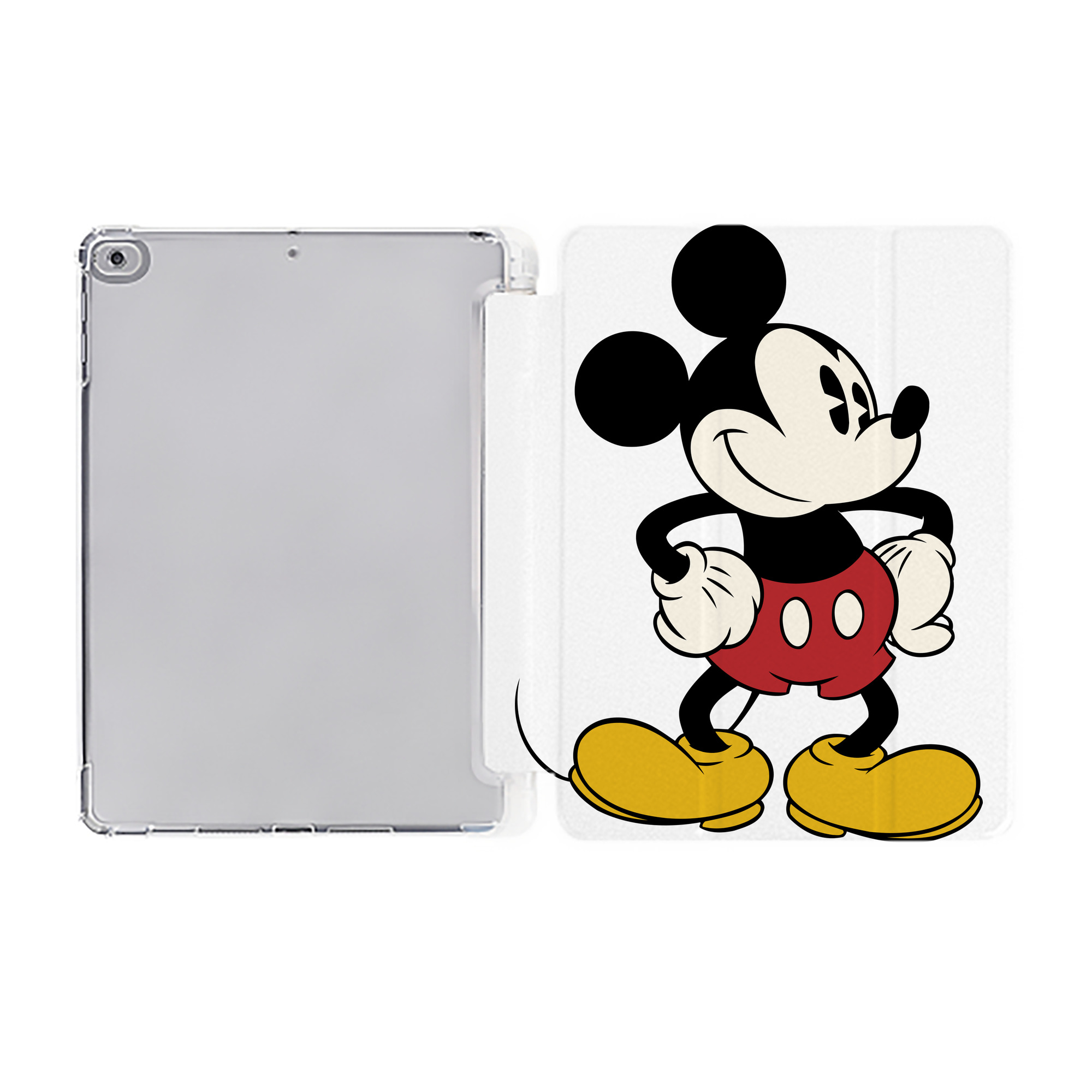 （画像用） ミッキーマウス Mickey Mouse IPad ケース ペン収納付き 三つ折りスタンド PUレザー×シリコン 対応機種9.5/10.5/10.9インチ